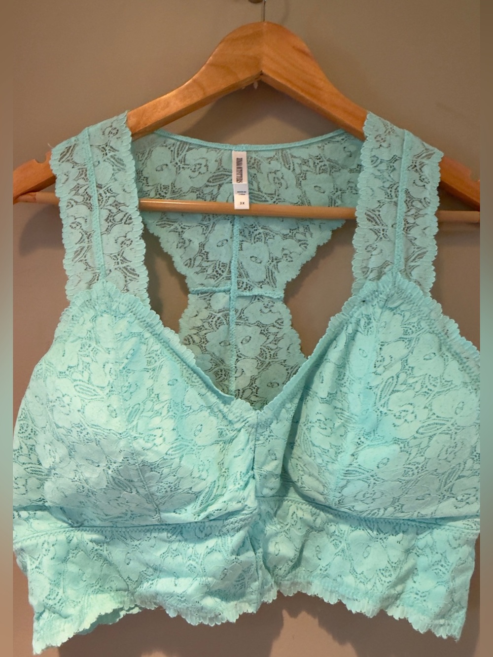 Zenana Outfitters Lace Racerback Bralette - Aqua 3X